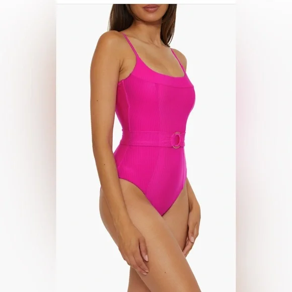 BECCA Monte Carlo Belted Rib One-Piece Swimsuit, Size Large, $158 - Picture 9 of 15